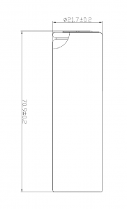 ابعاد باتری 2170 -4 Ah - 4.5 Ah - 5Ah